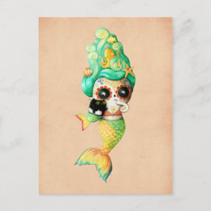 The Day of The Dead Mermaid Girl Postcard