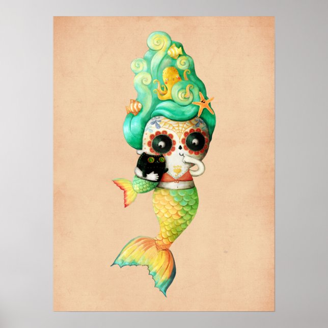 The Day of The Dead Mermaid Girl Poster (Front)