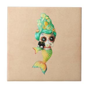 The Day of The Dead Mermaid Girl Tile