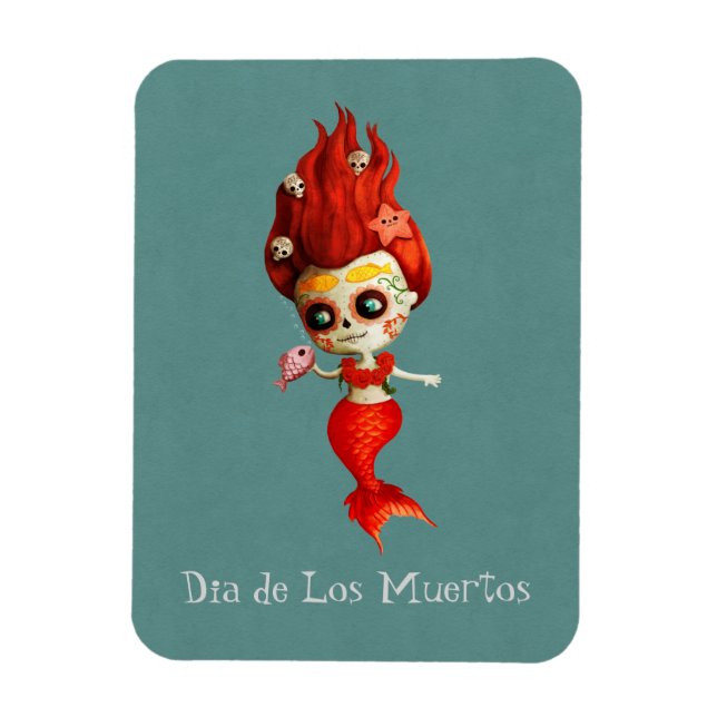 The Day of The Dead Mermaid Magnet (Vertical)