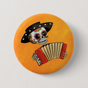 The Day of The Dead Skeleton El Mariachi 2 Inch Round Button