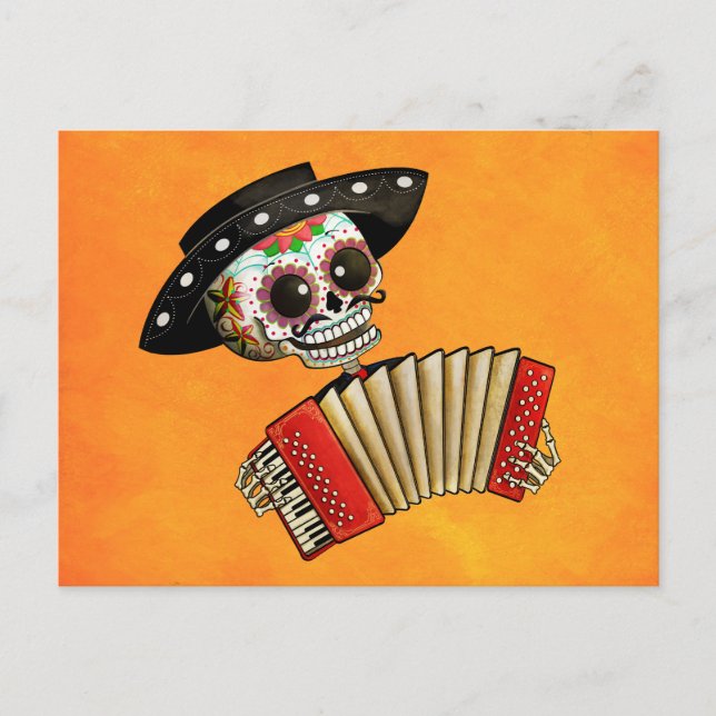 The Day of The Dead Skeleton El Mariachi Postcard (Front)