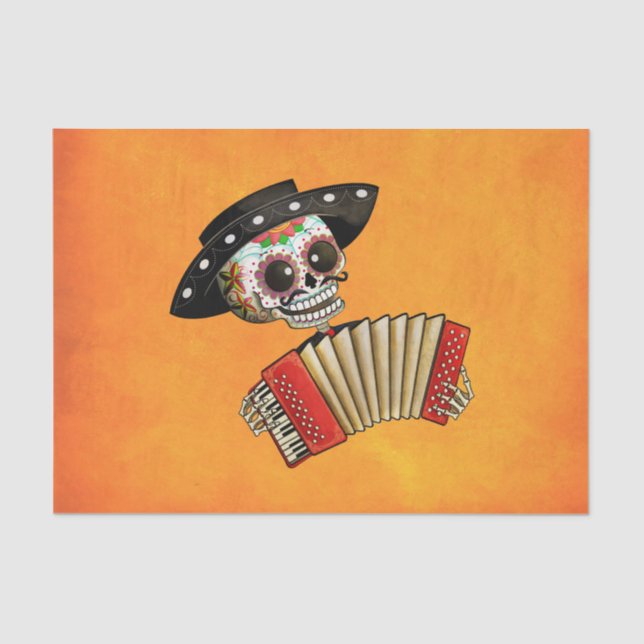 The Day of The Dead Skeleton El Mariachi Tissue Paper (Front)