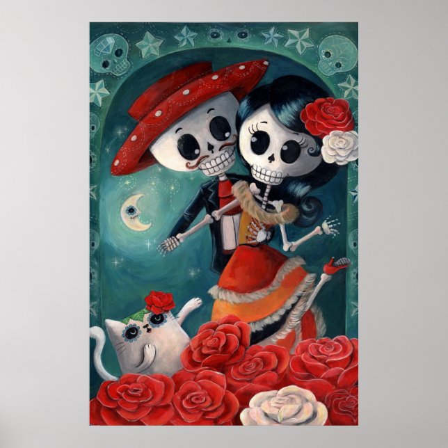 The Day of The Dead Skeleton Lovers Poster (Front)