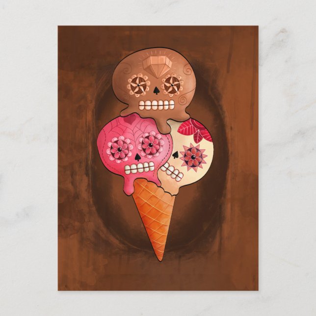 The Day of The Dead Sugar Skulls Ice Cream Postcard (Front)