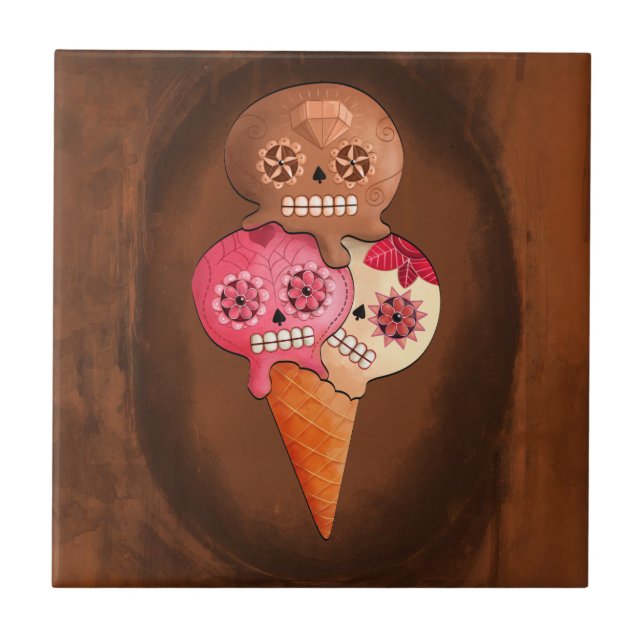 The Day of The Dead Sugar Skulls Ice Cream Tile (Front)