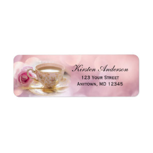 Thé de douche de mariée sur rose Étiquette d'adr