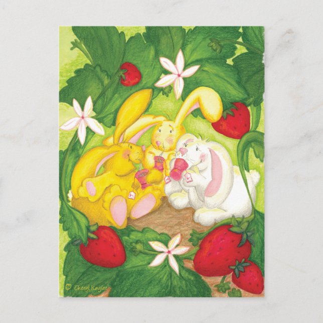 Thé de lapin fraise / Carte postale (Devant)