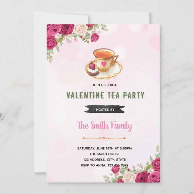 Thé de Saint-Valentin Invitation (Devant)