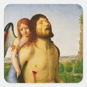 The Dead Christ Supported by an Angel, c.1475/78 Square Sticker
