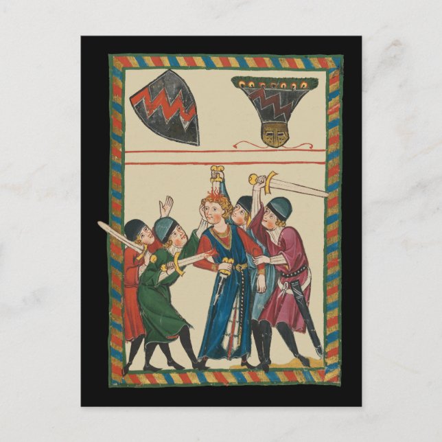 The Death Of Reinmar von Brennenberg Medieval Art Postcard (Front)