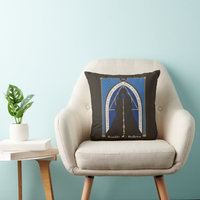 The Deathly Hallows Cloak, Wand, & Stone Throw Pillow (Chair)