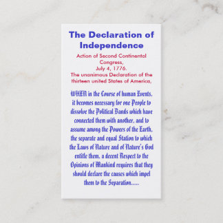 The Declaration of Independence Business Card