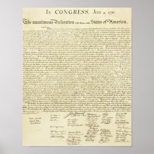 The Declaration of Independence Poster (Front)