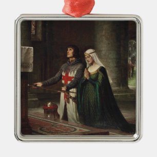 The Dedication (Medieval Knight and His Lady) Metal Ornament