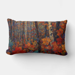 "The Deer’s Secret Path" – A Colourful Landscape Lumbar Pillow