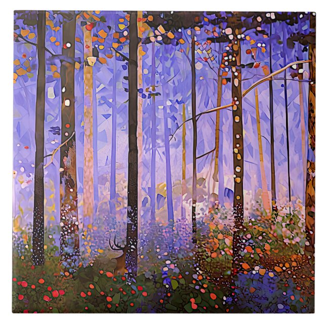 The Deer’s Secret Path  -  Wide Woodland Landscape Tile (Front)
