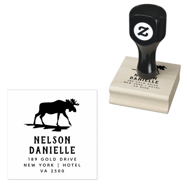 The deer Style Return Address Wooden Rubber  Stamp (Stamped)