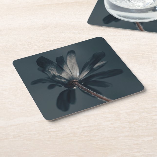 The Deliciously Dark Flower Square Paper Coaster (Angled)