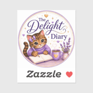 The Delight Diary Cute Cat Purple Gold