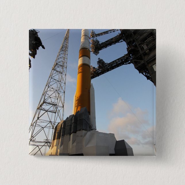 The Delta IV rocket 2 Inch Square Button (Front)
