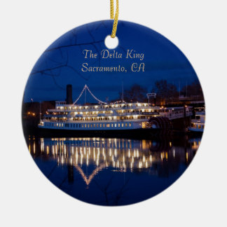 The Delta King at night - Sacramento, CA Ceramic Ornament