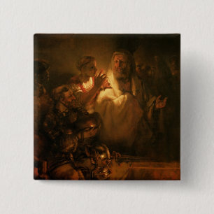 The Denial of St. Peter, 1660 (oil on canvas) 2 Inch Square Button