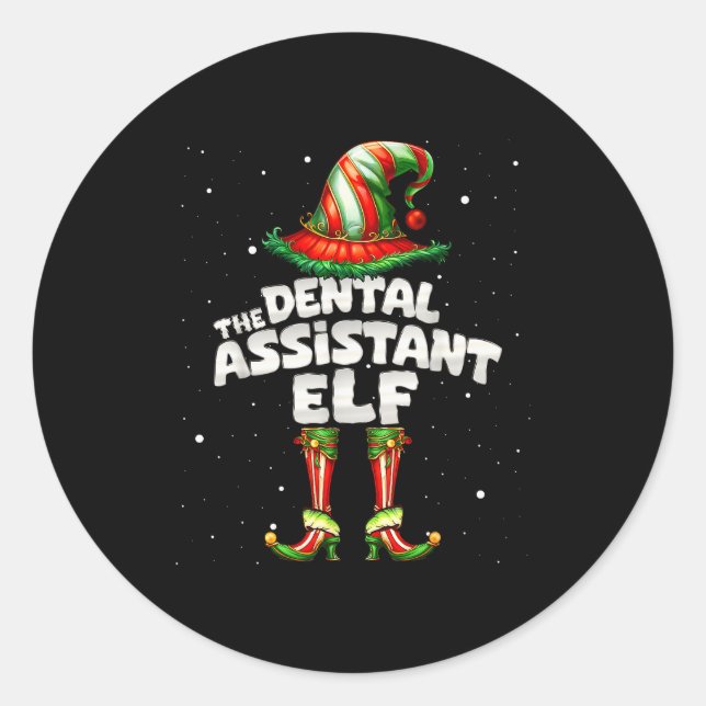 The Dental Istant Elf Family Matching Group Christ Classic Round Sticker (Front)