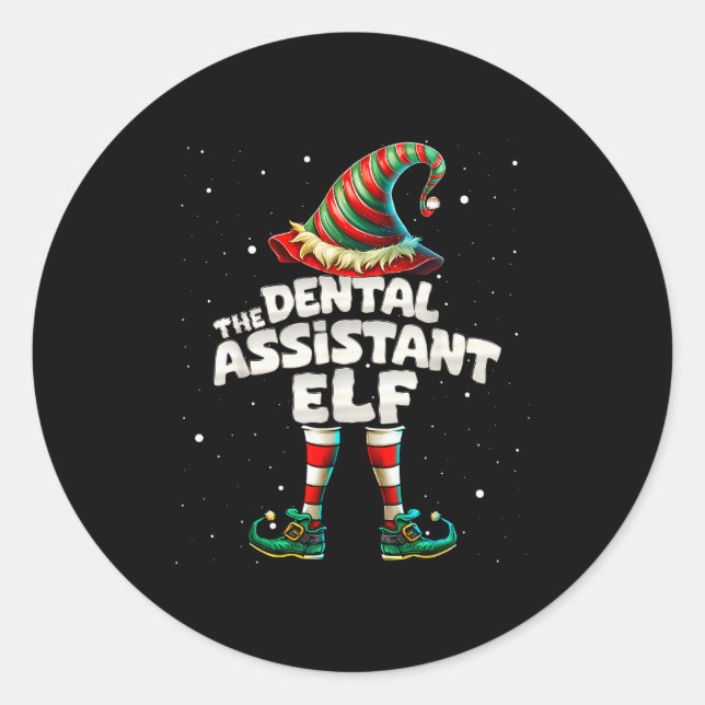 The Dental Istant Elf Family Matching Group Christ Classic Round Sticker (Front)