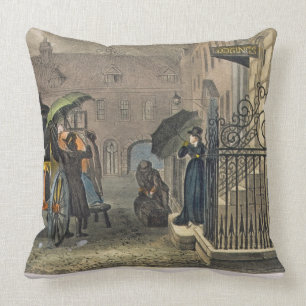 The Departure, plate from 'Poetical Sketches of Sc Throw Pillow