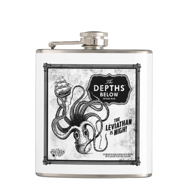 The Depths Below Rum Vinyl Wrapped Flask (Front)