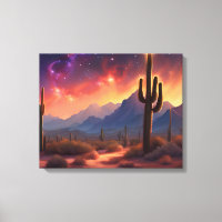 The Desert at Dusk Sequoia Cactus Colourful Art