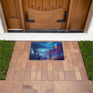 The Desert at night southwestern Doormat
