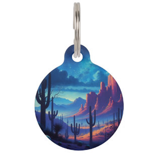 The Desert at night southwestern  Pet Tag