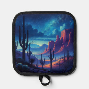 The Desert at night southwestern  Pot Holder