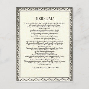 The Desiderata Poem by Max Ehrmann Postcard