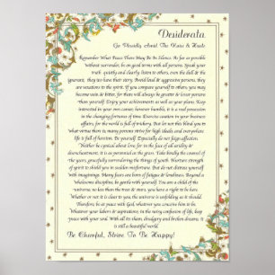 The Desiderata Poem by Max Ehrmann Poster