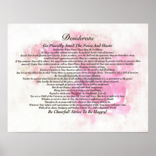 The Desiderata Poem on Fading Lotus Watercolor Poster