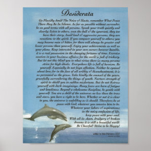 The Desiderata Poem with Playing Dolphins Poster