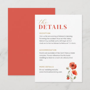 The Details Poppy Wildflower Red Bright Wedding Enclosure Card