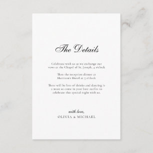The Details Script Minimalist Wedding Enclosure Card