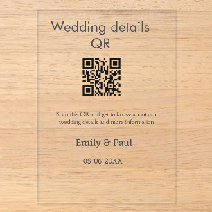 The details wedding website scan QR add couple nam Acrylic Invitations