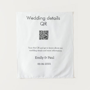The details wedding website scan QR add couple nam Tapestry