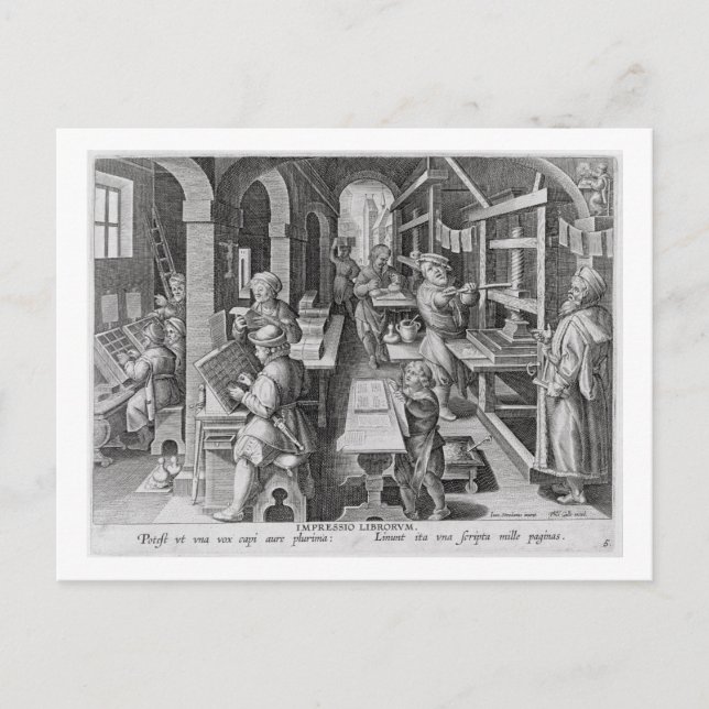 The Development of Printing, plate 5 from 'Nova Re Postcard (Front)