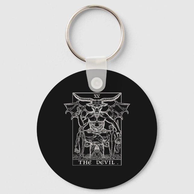 The Devil Tarot Card Phomet Gothic Halloween Satan Keychain (Front)