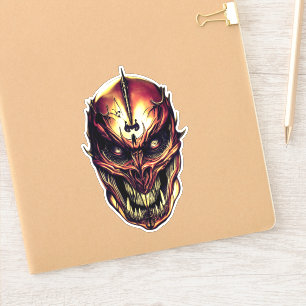 The devil's head looks ferocious and frightening