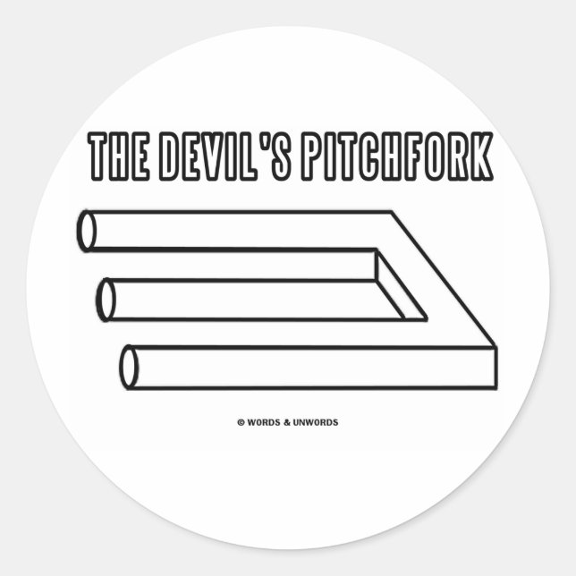 The Devil's Pitchfork (Optical Illusion) Classic Round Sticker (Front)