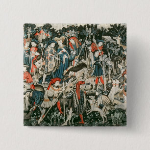 The Devonshire Hunting Tapestries 2 Inch Square Button