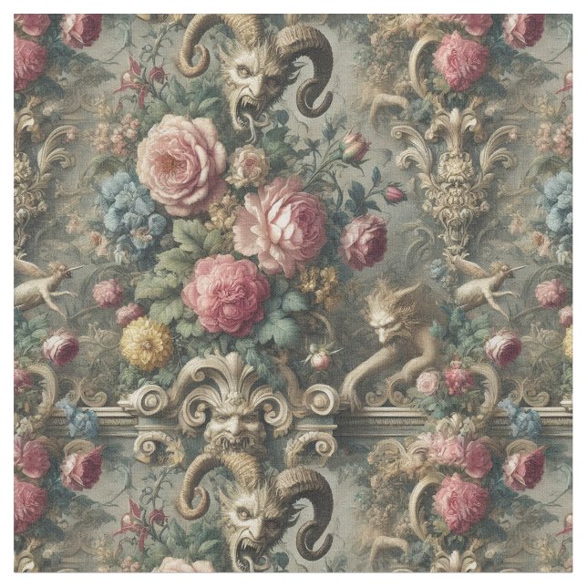 The Devourer of Bloom & Bone – Gothic Classic Tile Fabric (Close Up)