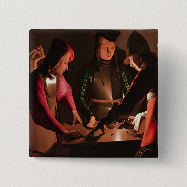 The Dice Players 2 Inch Square Button (Front)
